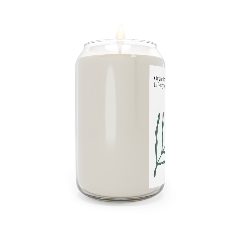 Organic Lifestyle Soy Candle — 13.75 oz Scented Jar with Botanical Leaf Design