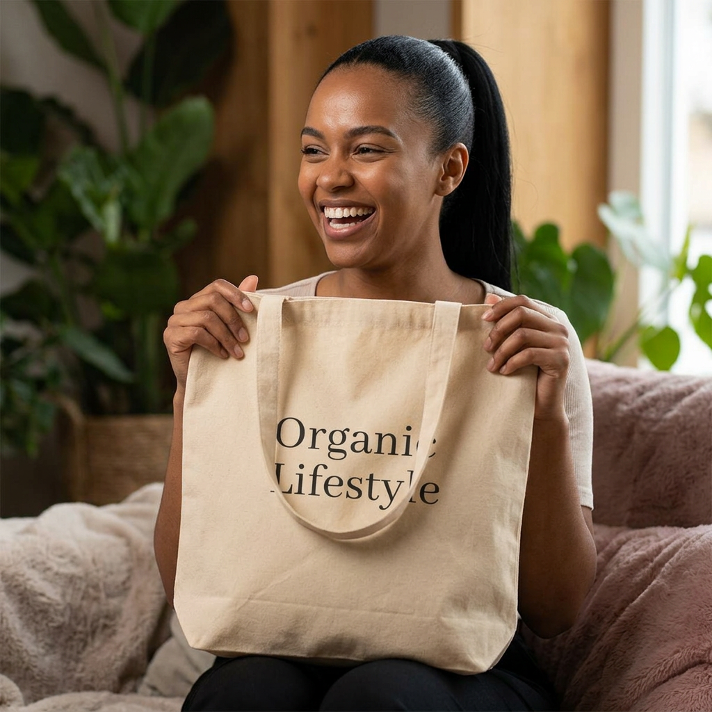 Organic Lifestyle Canvas Tote Bag — Eco Cotton Grocery & Market Tote
